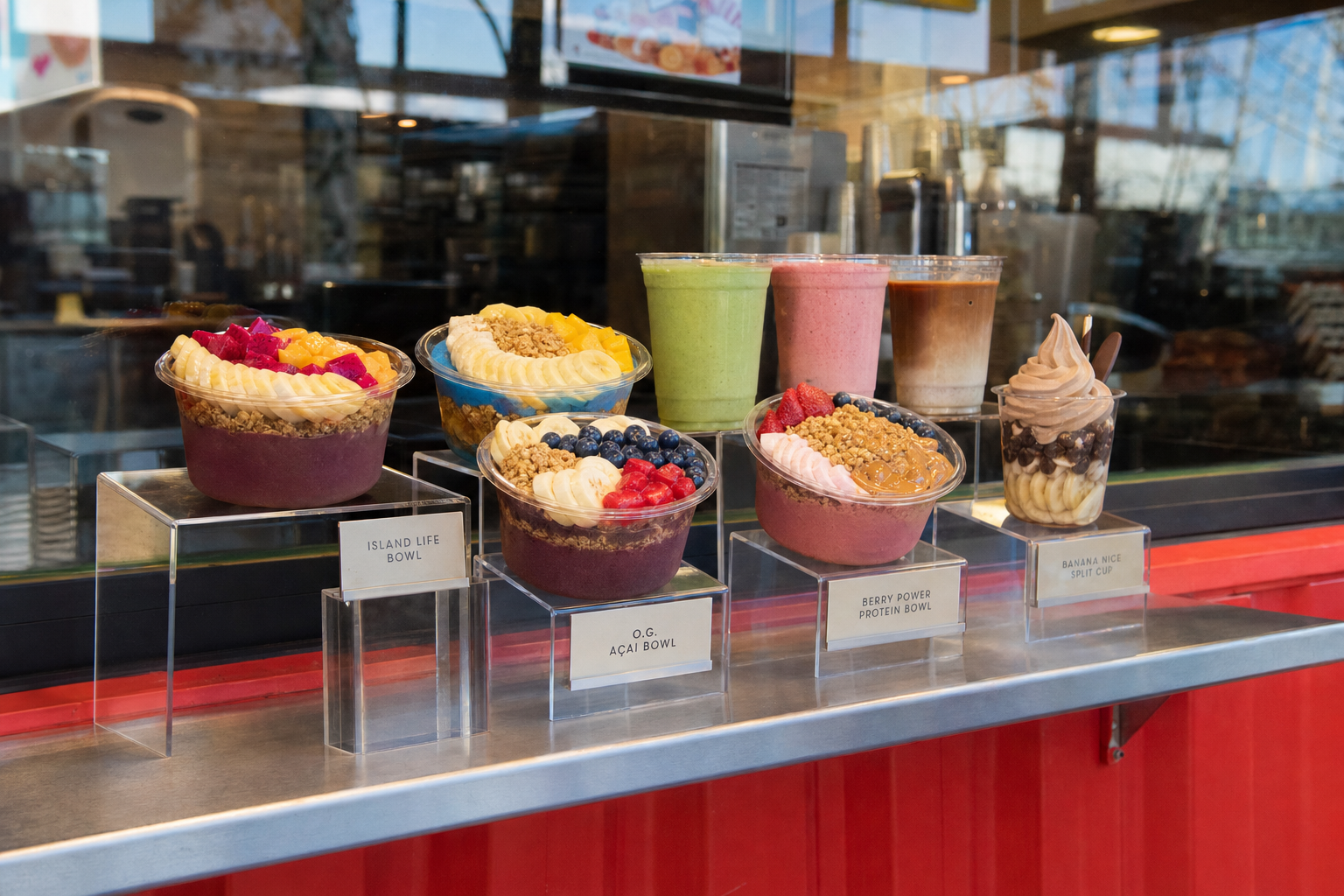 Fit Bowl Co., açai bowls, smoothies and parfait cups.